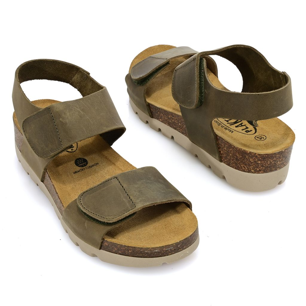 S474371-00041-13400 Plakton Compi Leather Wedge Sandals - Image 1
