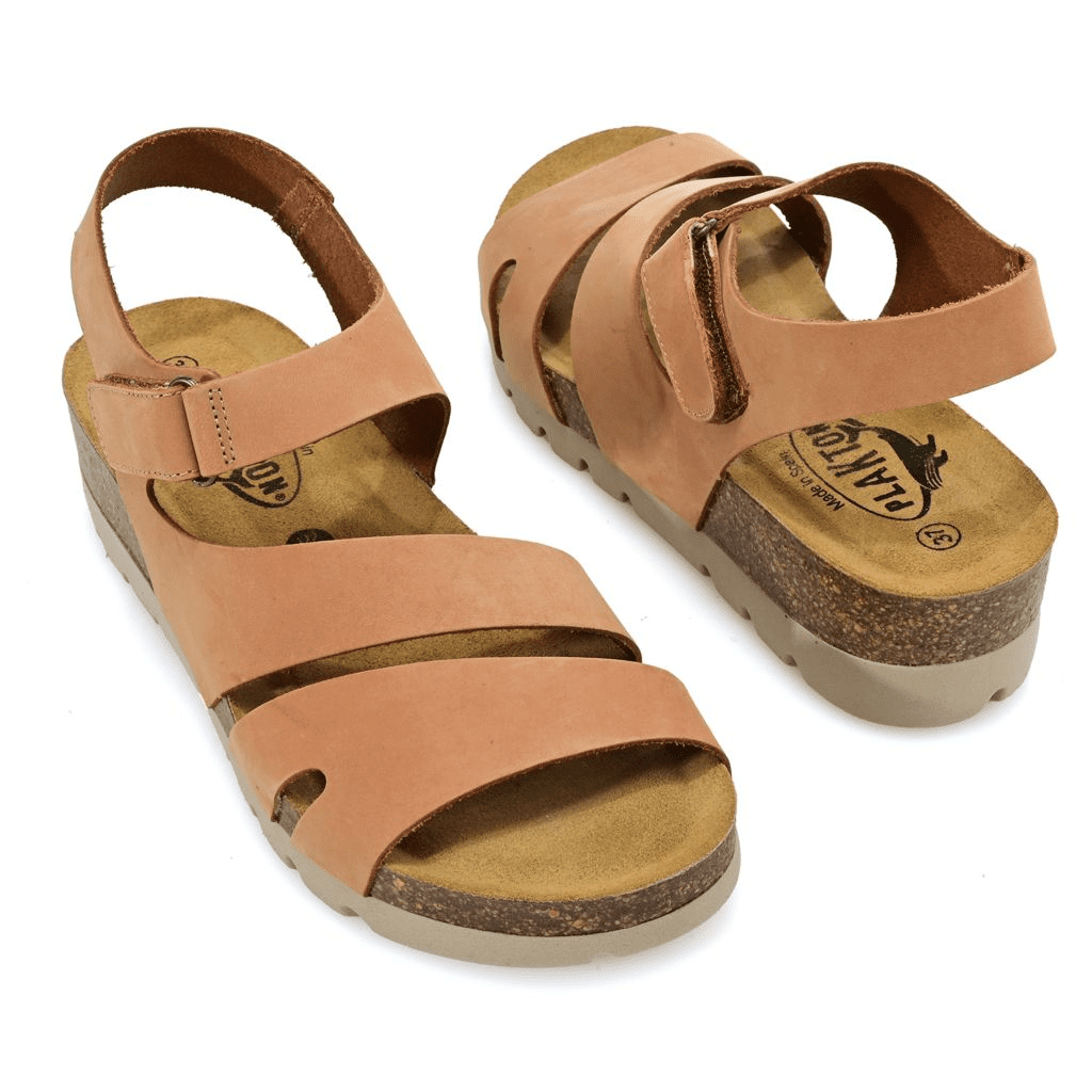S474411-00026-13400 Plakton Comodoro Leather Wedge Sandals - Image 1
