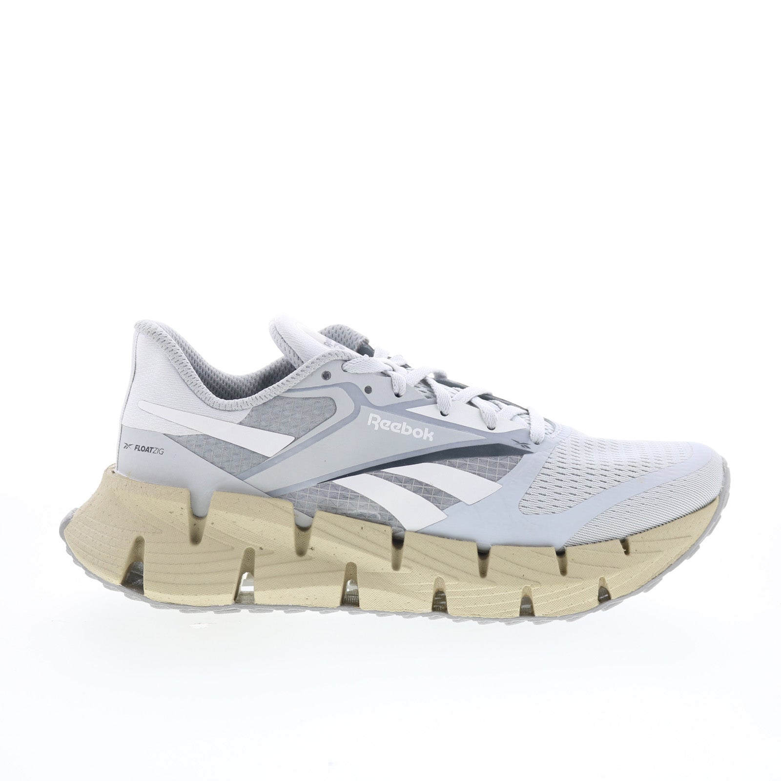 100206724_floatzig_1_grey_grey_beige_01_19b8f588-2087-4bcf-84d6-3b436050bff9 Reebok Floatzig 1 Mens Gray Canvas Lace Up Athletic Running Shoes - Image 1
