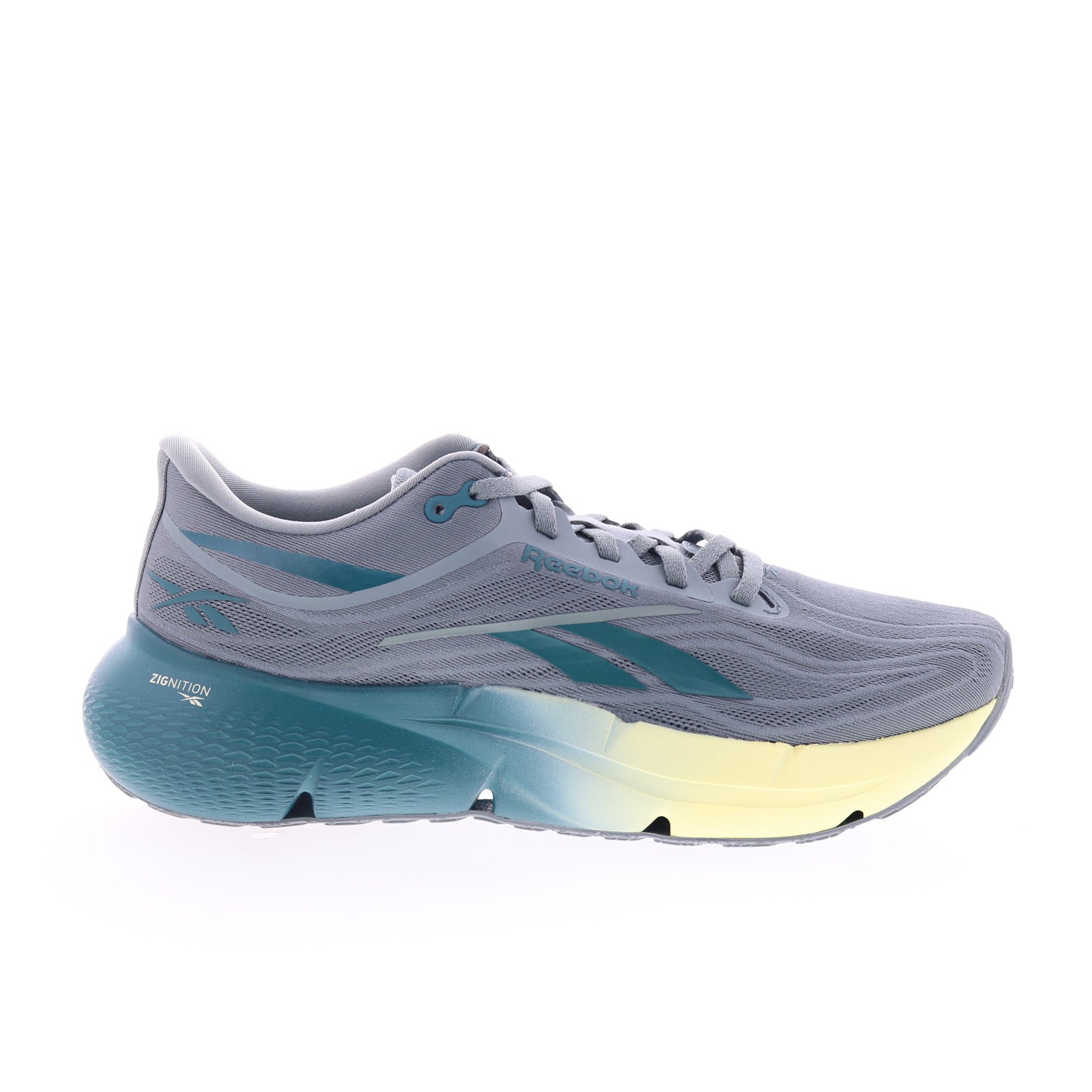 100228761_zignition_fog_teal_yellow_01_44f65553-9702-43e5-8db2-016a6b49a3f7 Reebok Zignition Mens Gray Canvas Lace Up Athletic Running Shoes - Image 1