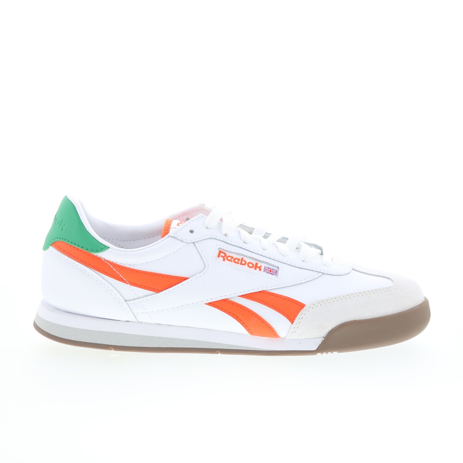 100229862_campio_xt_white_orange_gum_01_2d257273-5fe4-4f66-b379-485eb02698cd Reebok Campio XT Mens White Leather Lace Up Lifestyle Sneakers Shoes - Image 1