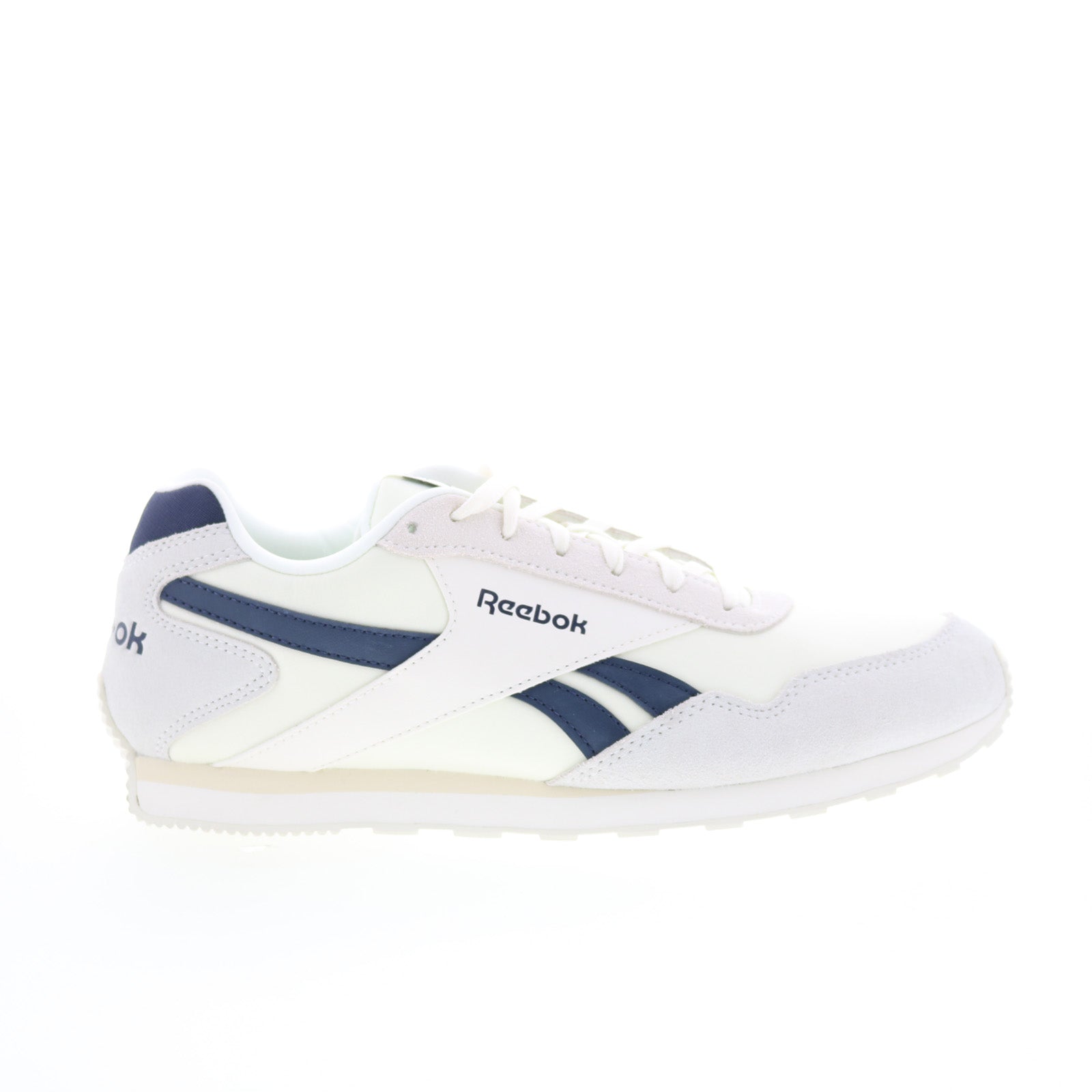 100239316_reebok_glide_low_chalk_grey_navy_01_42041ac9-4f71-48e7-8a17-3e7dbf3226cc Reebok Glide Low Mens White Suede Lace Up Lifestyle Sneakers Shoes - Image 1