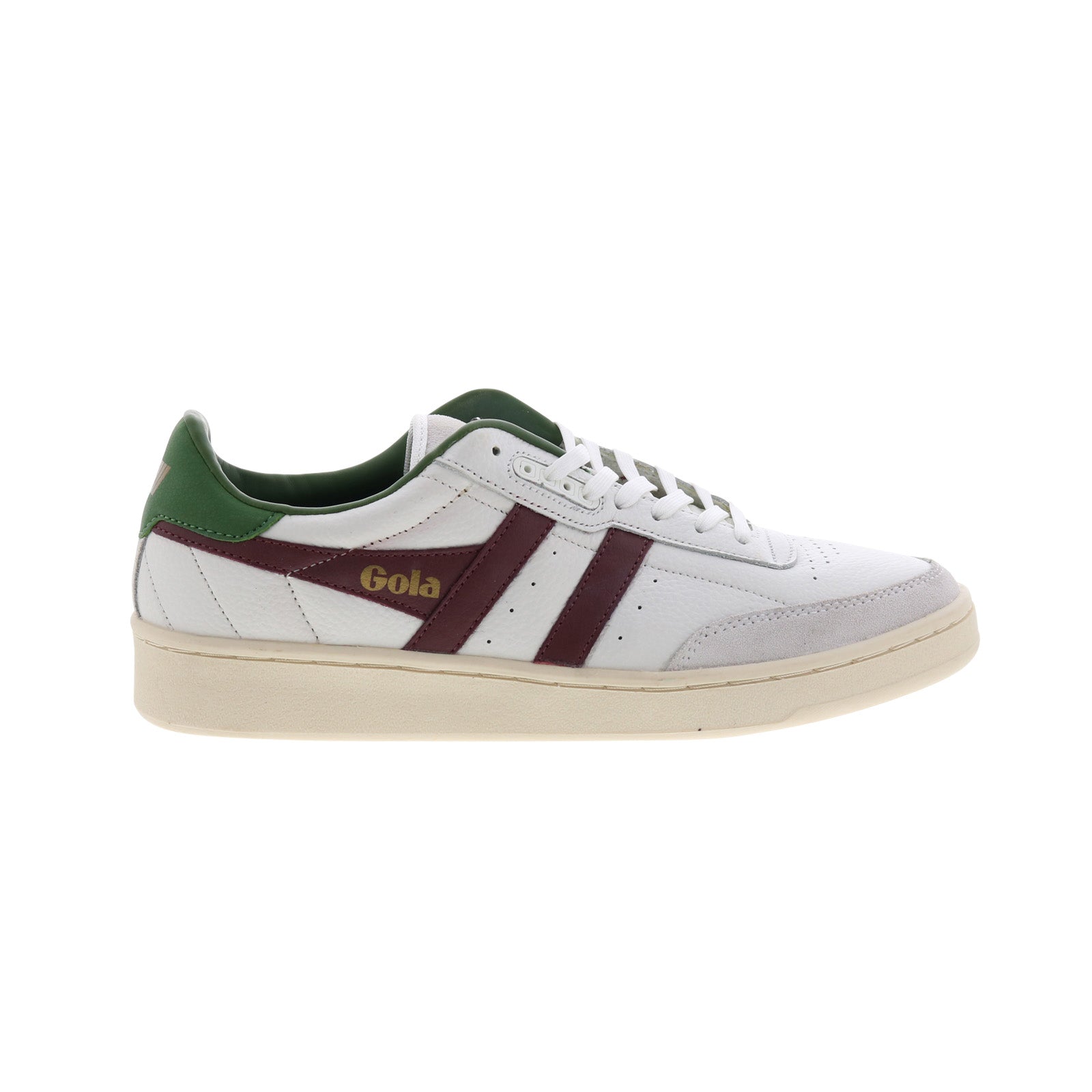 cmb261_white_burgundy_dk_green-img4_reshoot_01 Gola Contact Leather CMB261 Mens White Synthetic Lifestyle Sneakers Shoes - Image 1