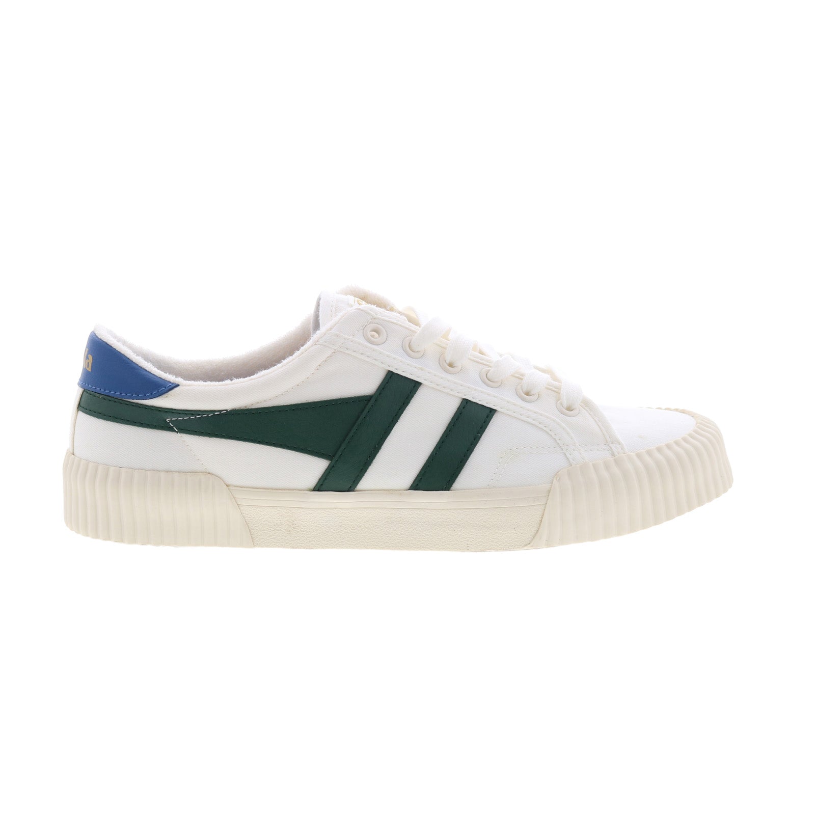 cmb395_off_white_evergreen_marine_blue-img4_reshoot_01 Gola Rally CMB395 Mens Beige Canvas Lace Up Lifestyle Sneakers Shoes - Image 1